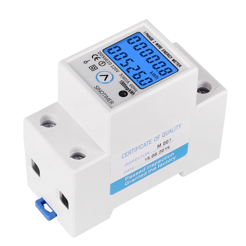 Изображение SINOTIMER Din Rail цифровой однофазный сброс нуля счетчик электроэнергии кВтч счетчик потребления тока напряжение 110 В переменного тока