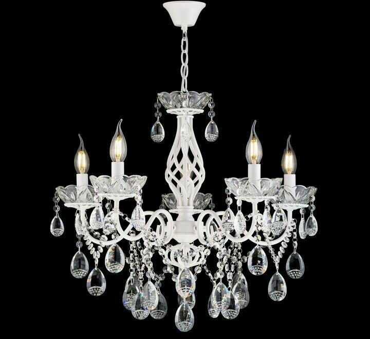 Люстра подвесная в классическом стиле с сменными лампочками Свет Столицы N2313-5 WT цоколь E14