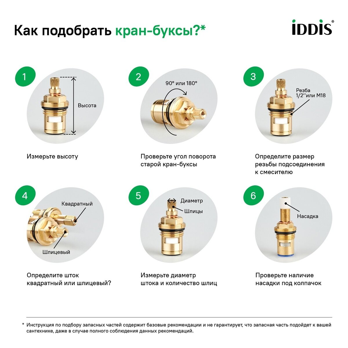 Кран-букса керамическая IDDIS Optima Home 998CR531SM, 20 зубцов G 1/2" M24 h=53 мм — фото 1