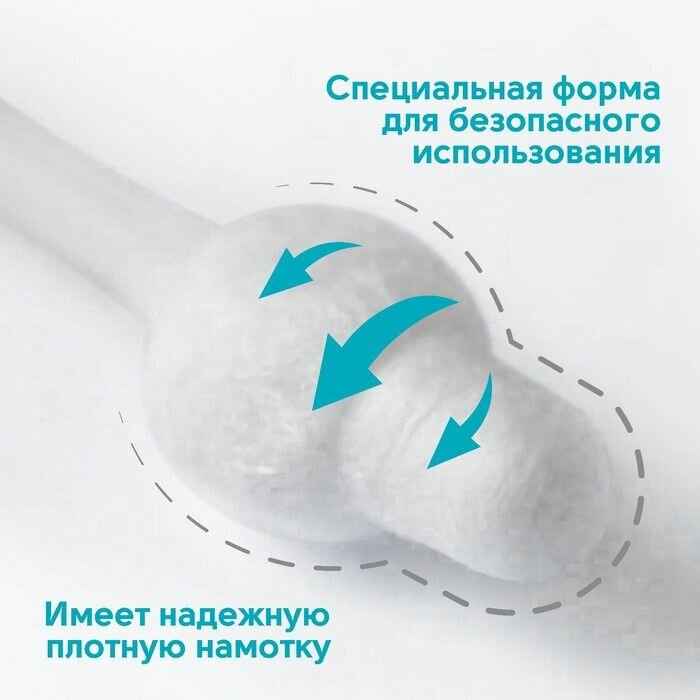 Изображение Ватные палочки детские Крошка Я с ограничителем, коробка 40 штук, пластик, цвет белый (40)