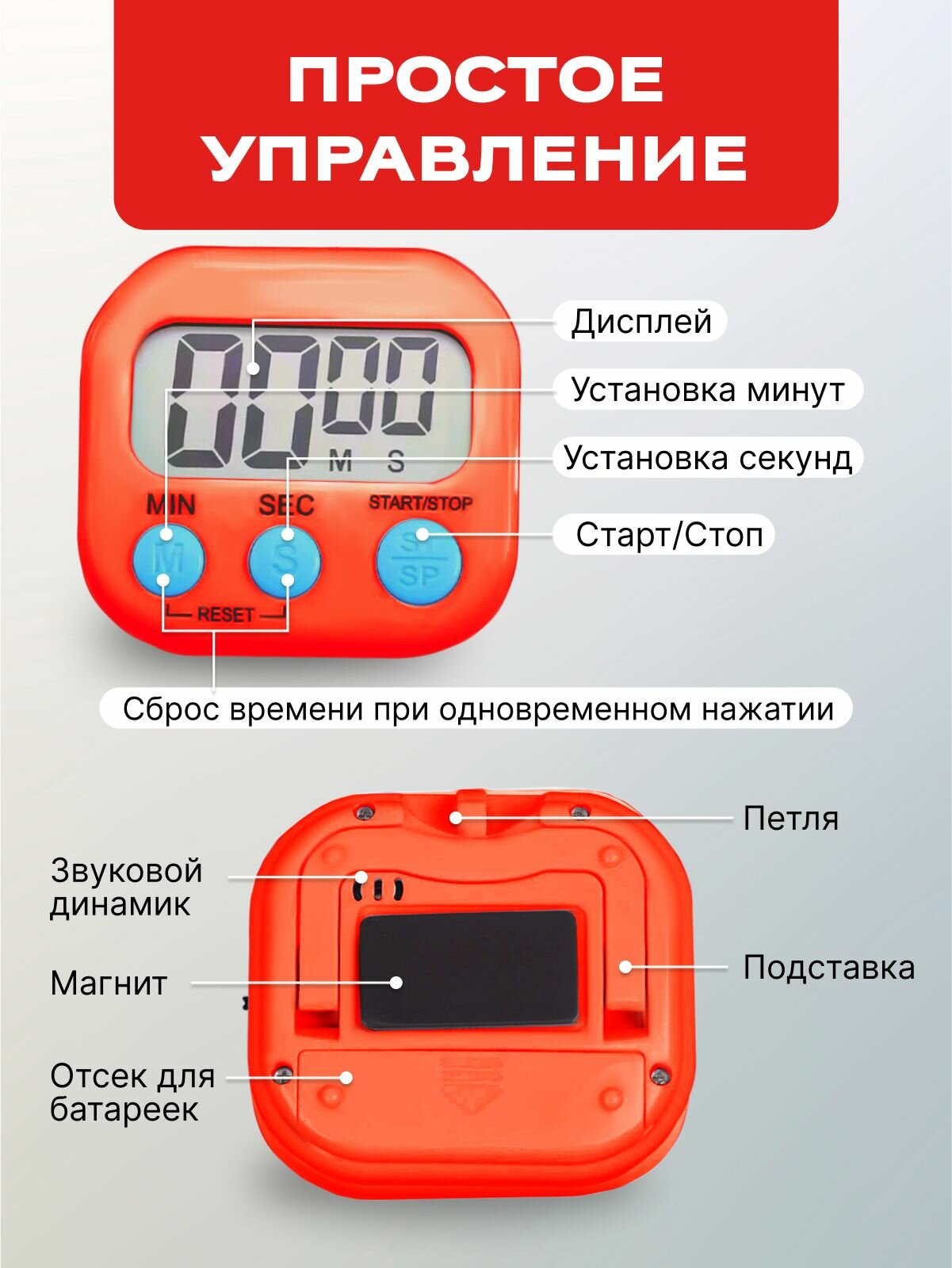 Контрастный дисплей таймера Daily со встроенной подсветкой в темной кухне