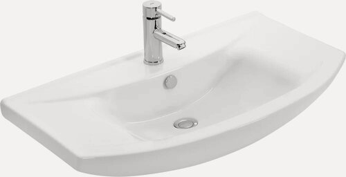 Изображение товара Раковина для ванной STWORKI 6085-KL 86 см, прямоугольная, фаянсовая, раковина накладная, белая