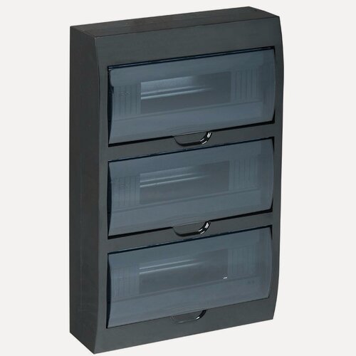 Изображение товара Щит распределительный IEK KREPTA 3 ЩРН-П-36, 36 модулей, 3 ряда, пластик, черный, навесной, IP41, дверца прозрачная