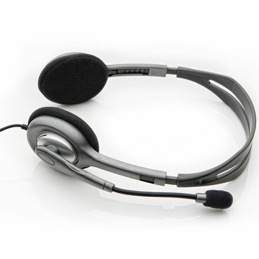 Наушники LOGITECH H110 Corded Stereo Headset - GRAY/SILVER - Dual Plug — фото 1