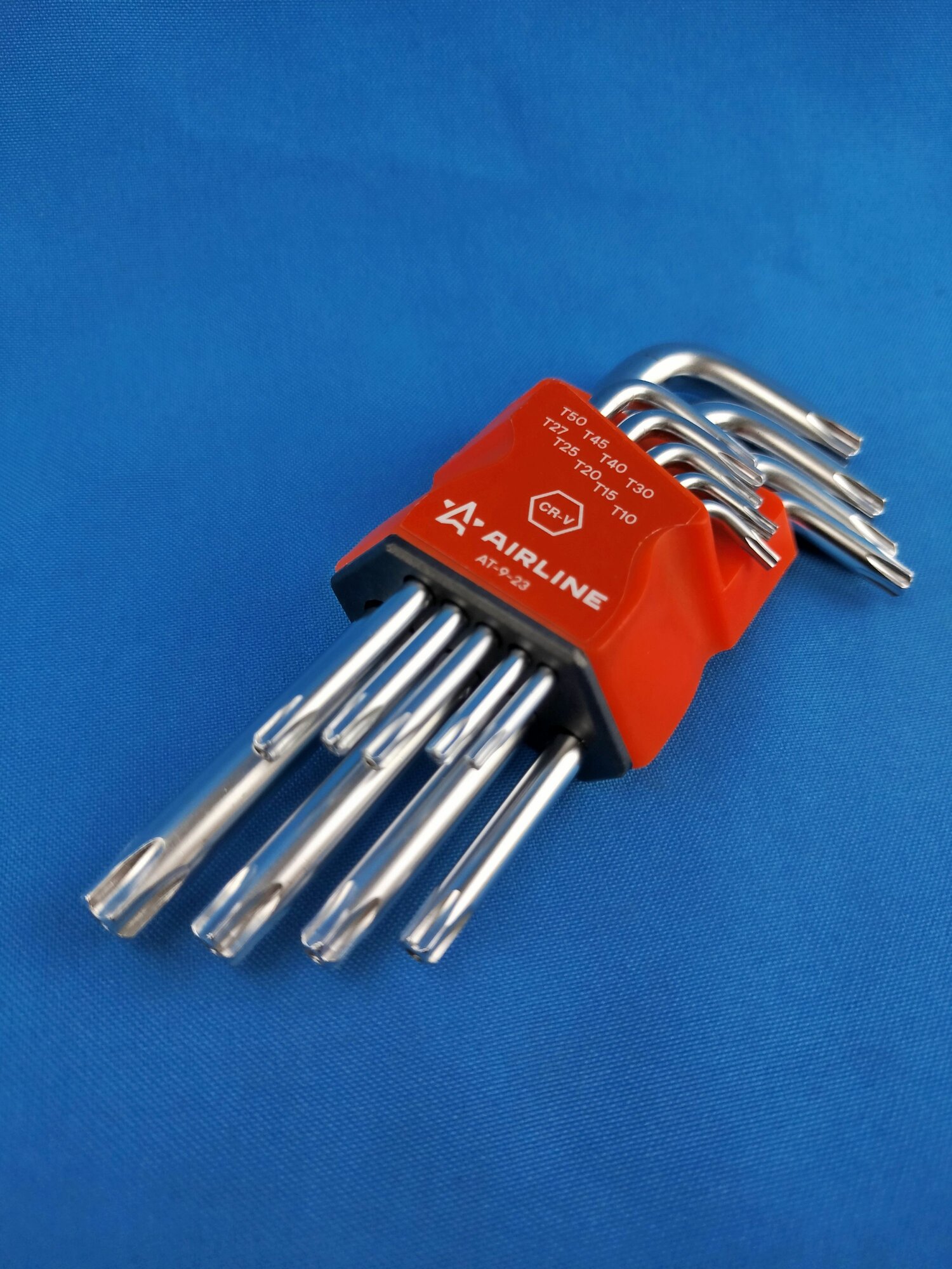 Набор Г-образных ключей TORX "AIRLINE" с отв, короткие, пласт. подвес (9 предметов)