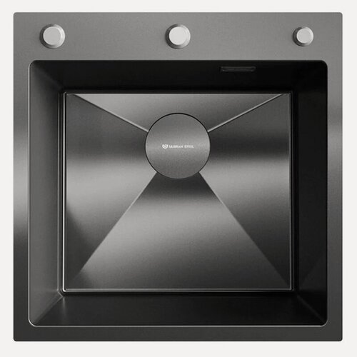 Изображение товара Мойка кухонная Ulgran STEEL US 500х500-003 металлическая, 50x50, прямоугольная, мойка для кухни, врезная, под столешницу, матовая