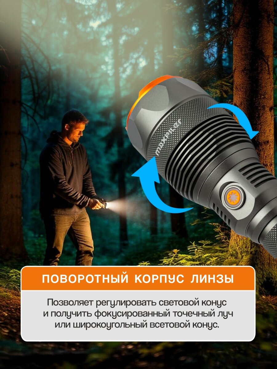 Фонарь ручной аккумуляторный MAXPILER MPF-02 — фото 1