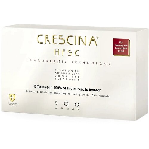 Crescina Комплекс против выпадения и для роста волос у женщин Transdermic HFSC 100% Complete Treatment (Re-Growth + Anti-Hair Loss) 500 20 х 3,5 мл