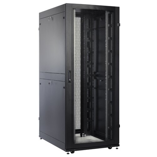 ЦМО Шкаф серверный ПРОФ напольный 48U (600x1200) дверь перфорированная 2 шт., цвет черный, в сборе (ШТК-СП-48.6.12-44АА-9005)