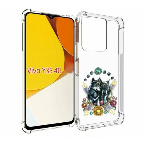 Чехол MyPads красивые волки абстракция для Vivo Y35 4G 2022 / Vivo Y22 задняя-панель-накладка-бампер