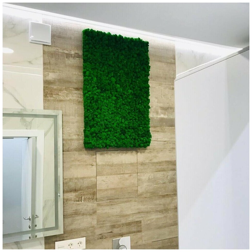 Фитопанель 50*70см из стабилизированного мха ягеля зеленый мох для дизайна интерьера/озеленение, декор для дома - фотография № 1