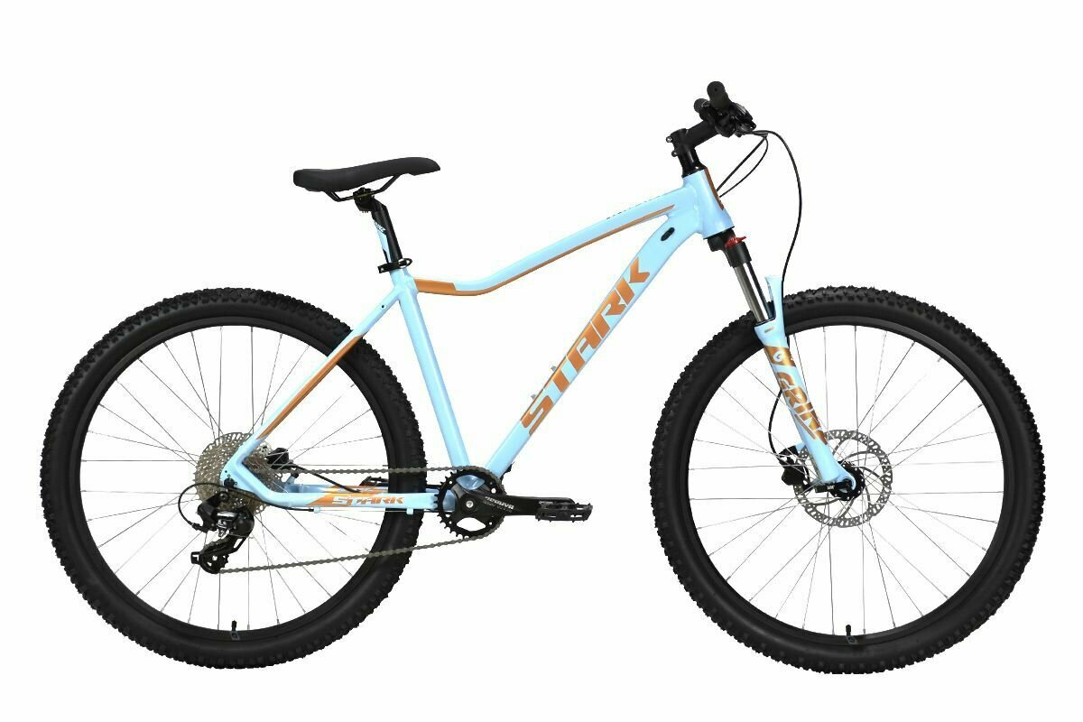 фото Велосипед Stark Viva 27.3 HD (2023) 18" светло-голубой/оранжевый металлик