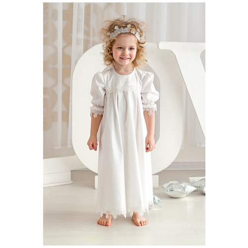 крестильное платье на девочку Крестильный комплект Makkaroni Kids, размер 80-86, белый