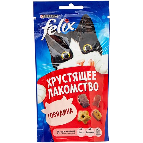 Лакомство Felix Хрустящее для кошек с говядиной 60г