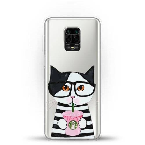 фото Силиконовый чехол кот в очках на xiaomi redmi note 9 pro andy & paul