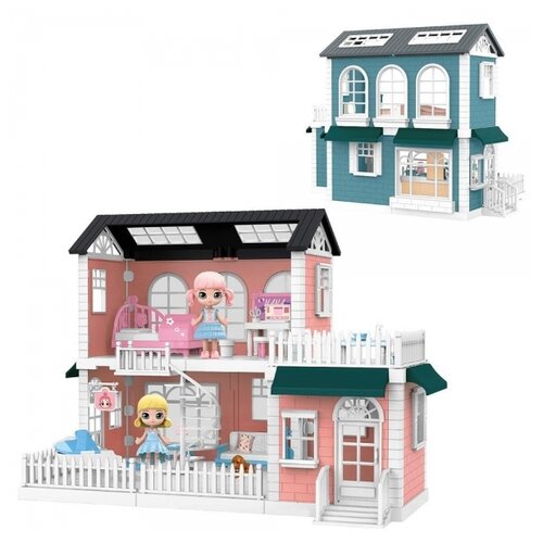 фото Игровой набор abtoys модульный домик (собери сам), 8 секций. мини-куколки в гостинной, в музыкальной комнате, в спальне, в наборе с аксессуарами