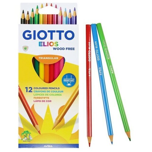 Giotto Карандаши пластиковые 12 цветов GIOTTO Elios Tri, 7.5/3.3 мм, трёхгранные