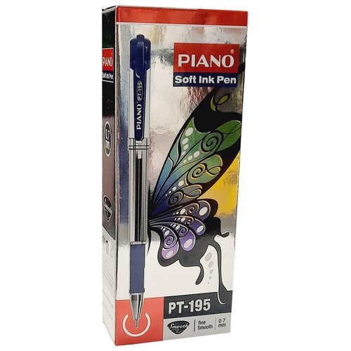 Ручка шариковая 0,7мм Piano PT-195 масляная основа, игольчатый наконечник, 12 шт.