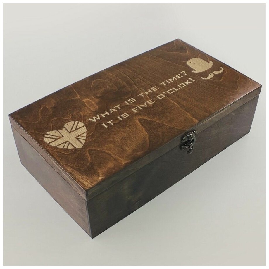 Коробка для чайных пакетиков Чайница из дерева, 4 отделения с узором five o clock, Англия, Лондон чайный пакетик - 99 - фотография № 1