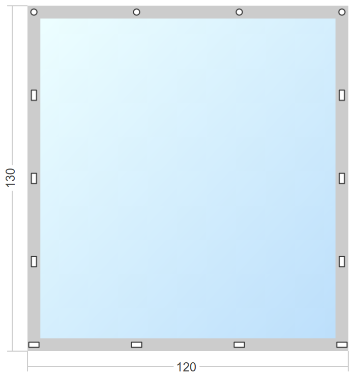 Мягкое окно Софтокна 120х130 см съемное, Скоба-ремешок, Прозрачная пленка 0,7мм, Серая окантовка, Комплект для установки - фотография № 3