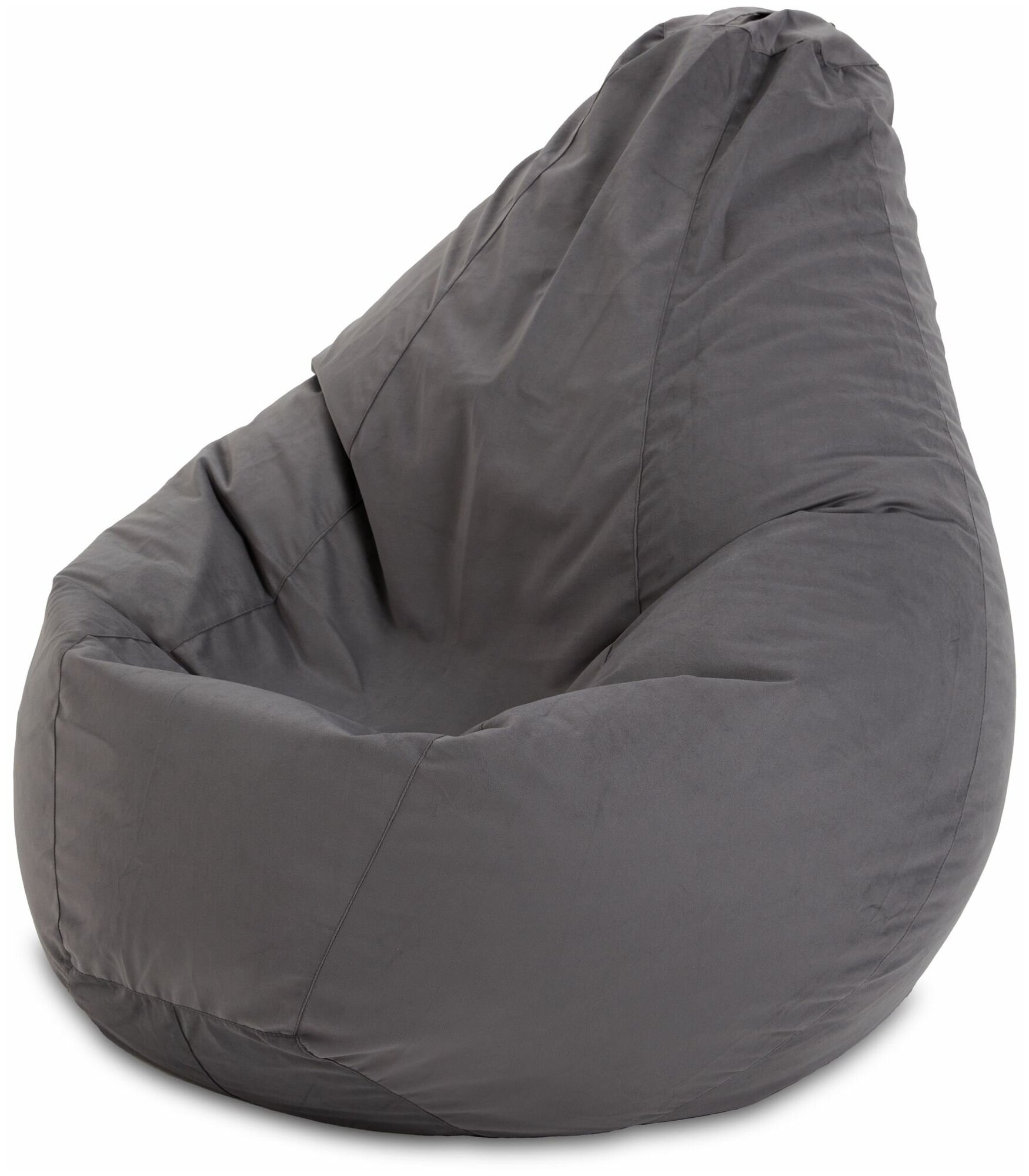 Кресло-мешок "Груша", XL (125x85), велюр, Серый