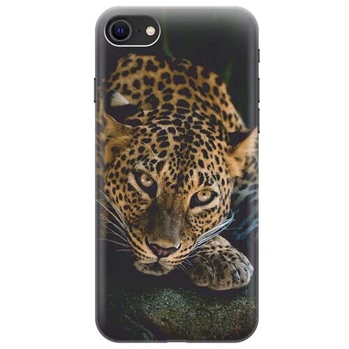 фото Ультратонкий силиконовый чехол-накладка для apple iphone 7 / 8 / se (2020) с принтом "загадочный леопард" gosso