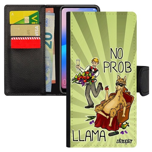 фото Чехол книжка на мобильный galaxy a50, "no prob lama" комичный веселый utaupia