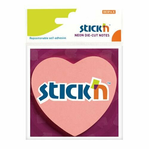 Блок самоклеящийся бумажный STICK`N 21448, 70x70, 50 л, неон, розовый, вырубной