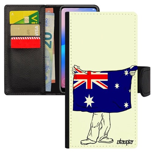 фото Чехол-книжка для телефона p20 lite, "флаг австралии с руками" патриот туризм utaupia