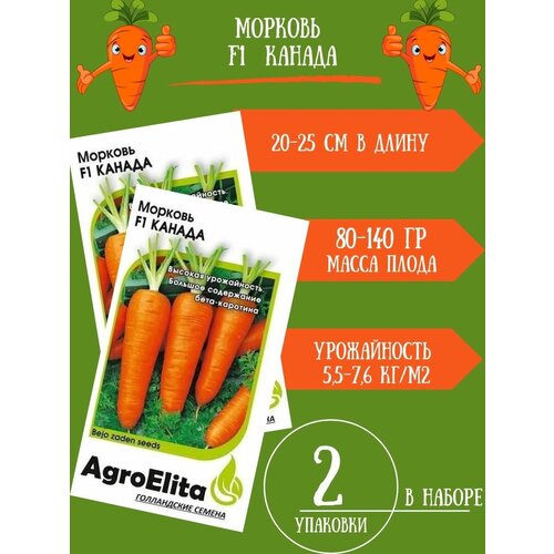 Семена Морковь Канада F1, 0,3г 2 упаковки семена морковь канада f1 2 упаковки 2 подарка