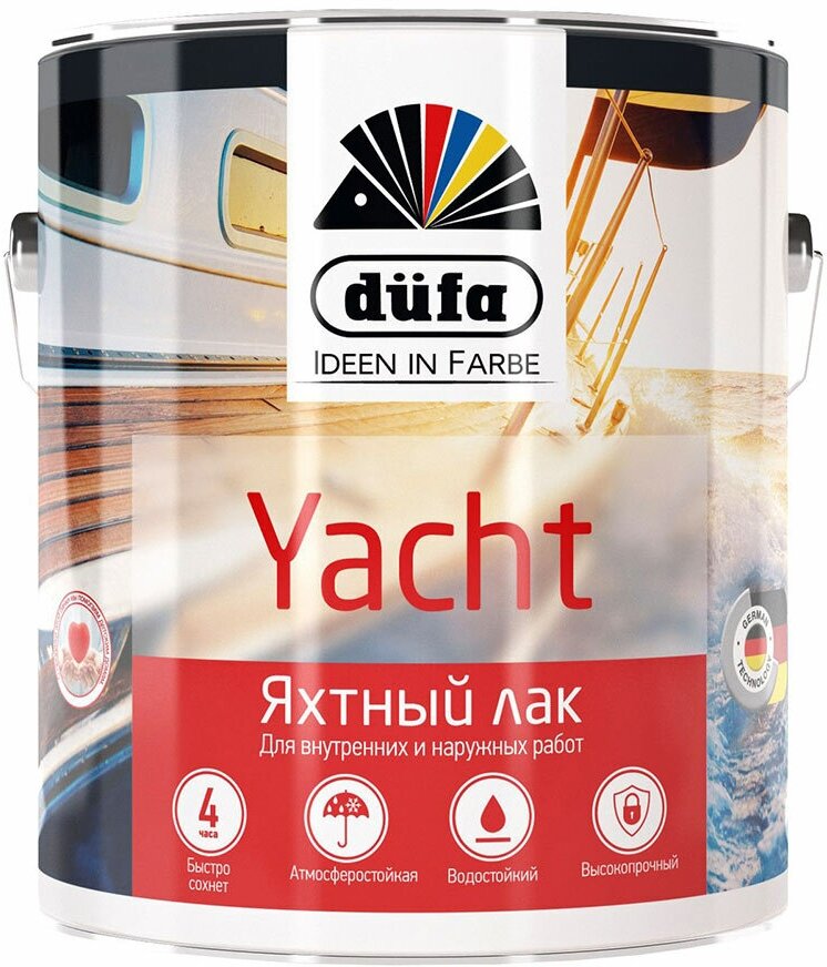 Лак алкидно-уретановый яхтный Dufa Yacht бесцветный 2 л полуматовый