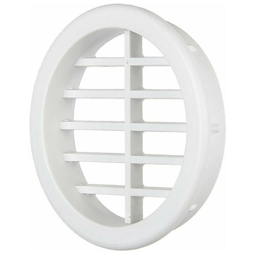 Вентиляционная решетка круглая пластиковая диаметр 47мм, цвет Белый , для мебели, кухни, цоколя, подоконника