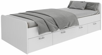 Односпальная кровать Beneli боро, с ящиком для белья, Белый, 90х200 см, 1 шт.