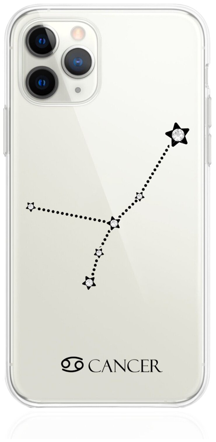 Прозрачный силиконовый чехол с кристаллами Lux для iPhone 11 Pro Знак зодиака Рак Cancer для Айфон 11 Про