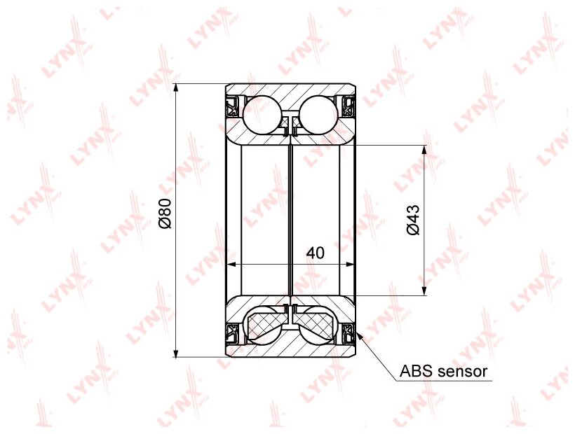 Комплект подшипника ступицы колеса перед LYNXauto WB-1349
