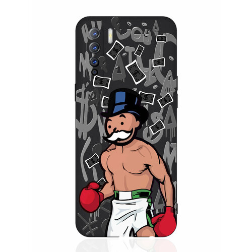 Чехол для смартфона OPPO A91/ OPPO Reno3 черный силиконовый Monopoly Boxing/ Монополия Боксер дизайнерский пластиковый чехол для oppo a91 reno3 металл