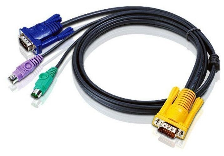 KVM кабель ATEN 2L-5202P / 2L-5202P, KVM кабель с интерфейсами PS/2, VGA и разъемом SPH. ATEN 2L-5202P