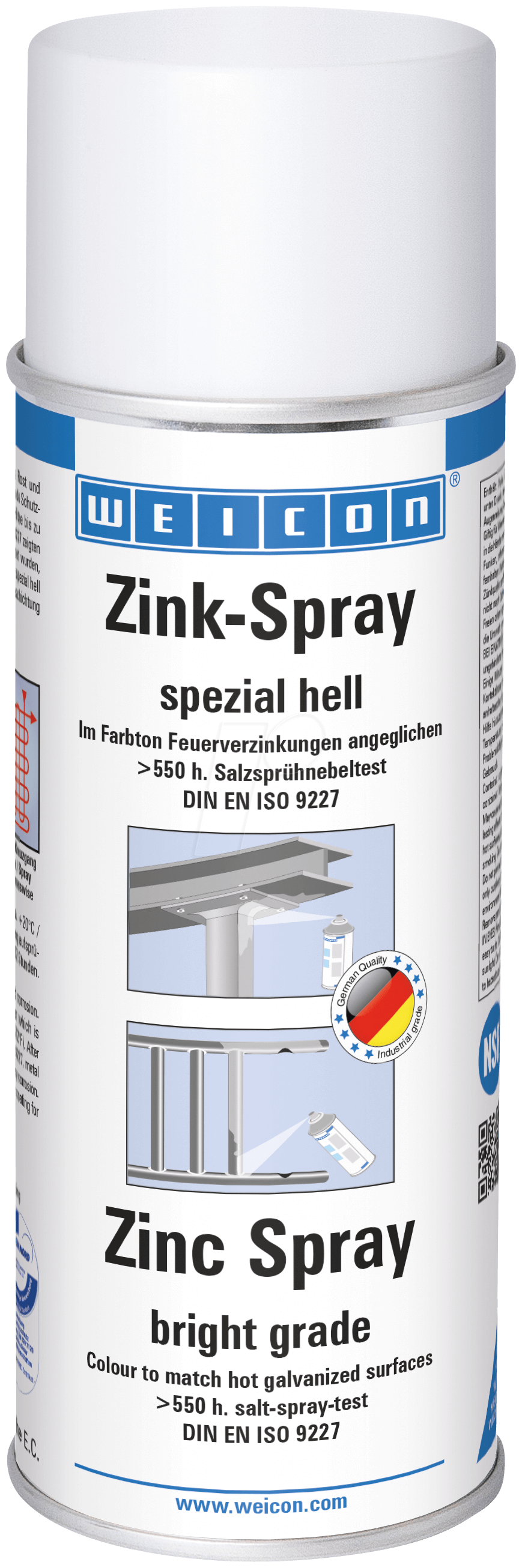 Защита от коррозии Weicon Zinc Spray "bright grade", цинк-спрей "яркий сорт" (400 мл) {wcn11001400}