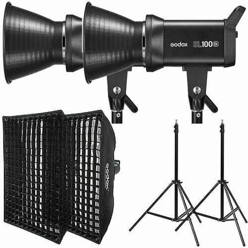 Студийный комплект осветителей Godox SL100BI KIT2 Duo софтбокс godox sb fw 35160 35x160 см с сотами bowens