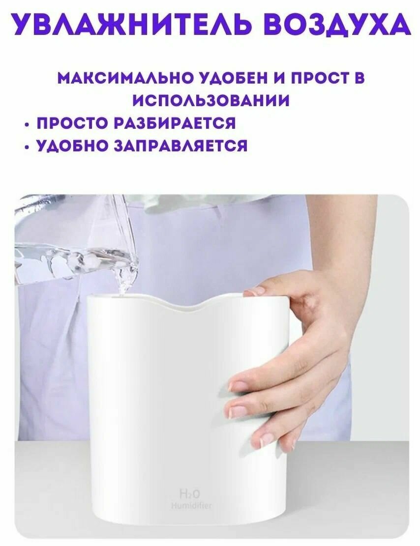 Увлажнитель воздуха настольный портативный ультразвуковой 2200мл, зеленый - фотография № 5