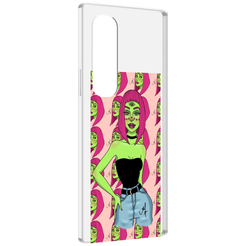Чехол MyPads зеленая-девушка-с-глазом женский для Samsung Galaxy Z Fold 4 (SM-F936) задняя-панель-накладка-бампер