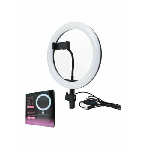 Селфи-лампа кольцевая 26см QX-260 USB 3 режима света регулятор яркости держатель ДУ 95000₽