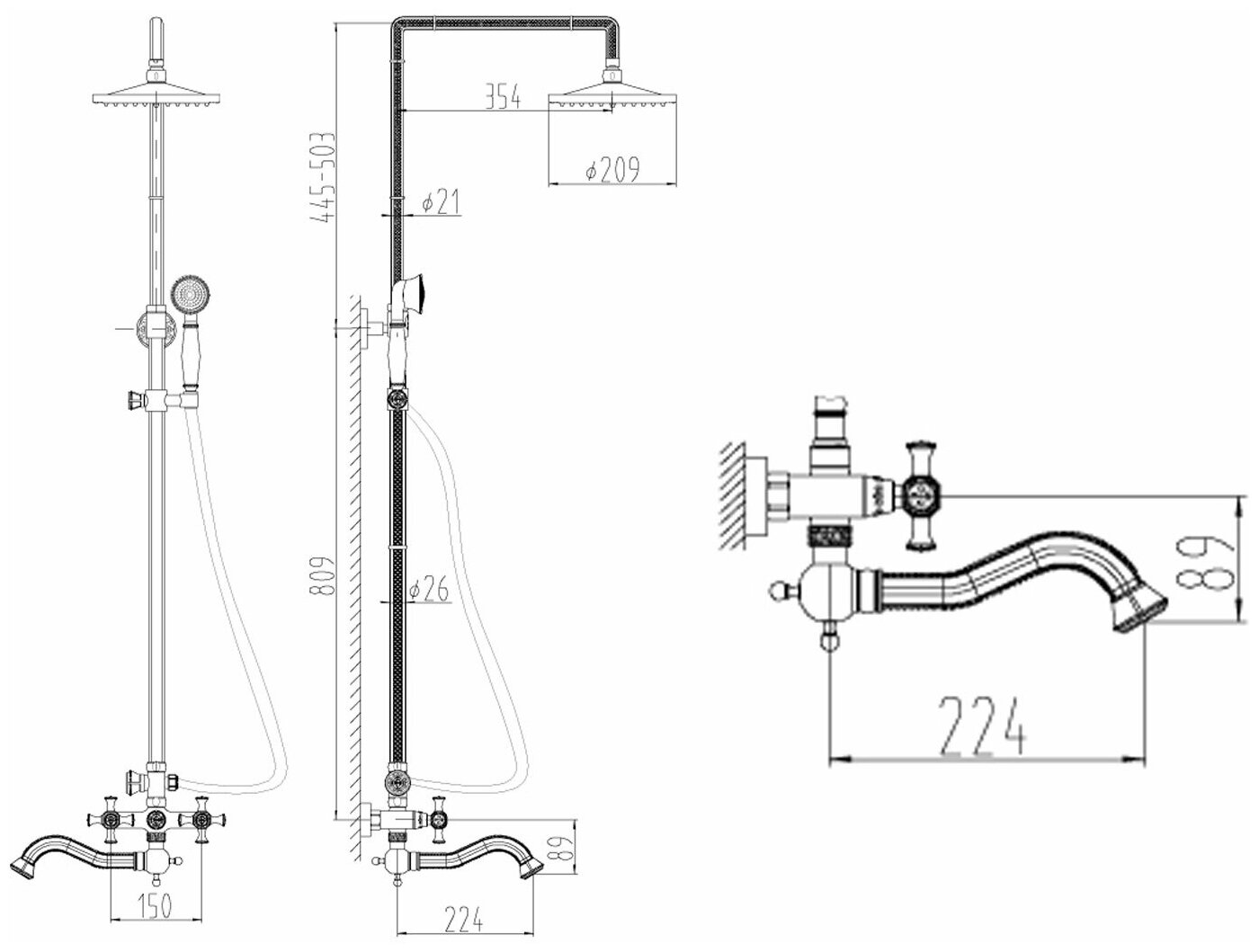 Душевая система Zorg Antic (A 7002DS-BR) - фотография № 3