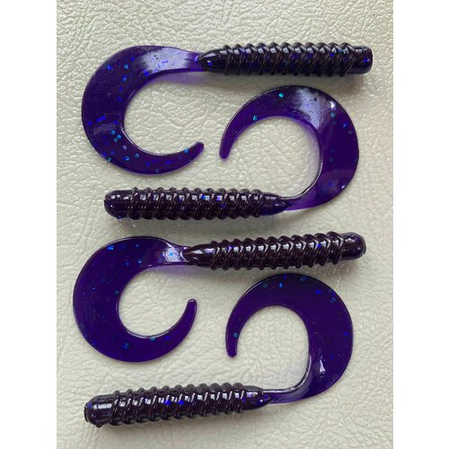 Мягкая силиконовая приманка Твистер (Tail Grub) 7.6 см 8шт Фиолетовый (Violet).
