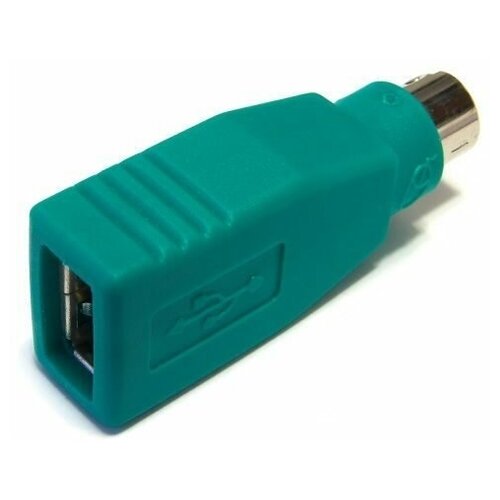 Переходник PS/2 (m) USB A (f), зеленый, арт. 525913 адаптер переходник gsmin br 83 m ps 2 m на usb f конвертер для мыши компьютера пк черный