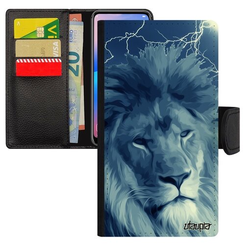 фото Чехол книжка на смартфон xiaomi mi 8 lite, "лев" львица самец utaupia