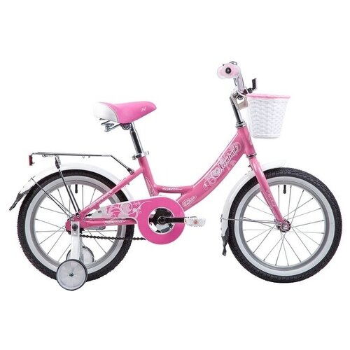 фото Детский велосипед novatrack 16" girlish line,розовый, алюм.рама, тормоз нож, цвет крылья, хром багажник, пер