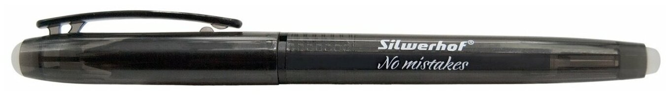 фото Ручка-корректор гелевая, пиши-стирай, Silwerhof NO mistakes, черная, 0.7мм