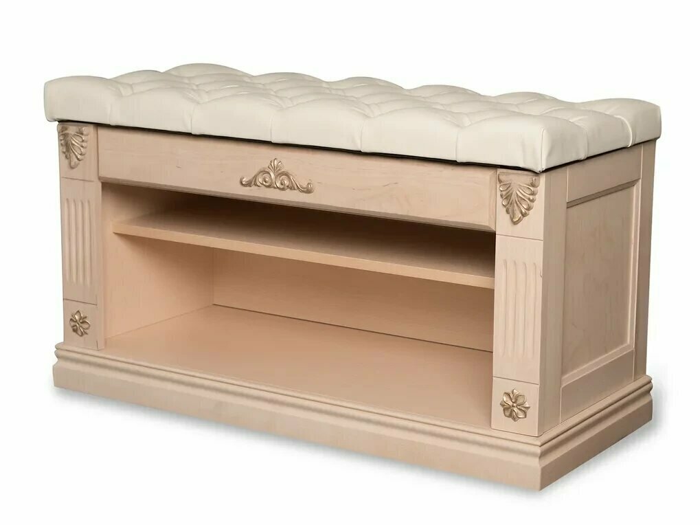 фото Обувница Мебелик Сильвия экокожа молочный/белый ясень