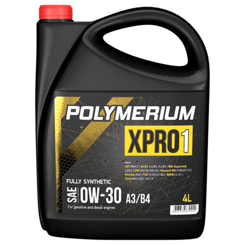 фото Синтетическое моторное масло polymerium xpro1 0w-30 sn, 4 л